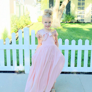 Robe de demoiselle <span class=keywords><strong>d</strong></span>'honneur rose sans manches en mousseline de soie pour enfants, robe de soirée formelle pour mariage - Product Image 4