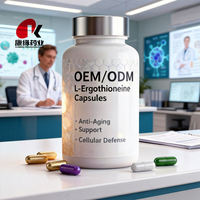 Capsules d'ergothionéine, complément nutritionnel à base d'acides aminés naturels d'origine végétale, antioxydant, vente en gros OEM
