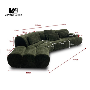 Sofá Seccional Moderno de Tela <span class=keywords><strong>Verde</strong></span> Musgo de Alta Gama VL, Conjunto de Sofás Seccionales Redondeados para Sala de Estar - Product Image 3