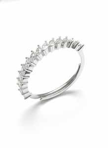 Marquise Cut Diamond Half <b>Eternity</b> <b>Ring</b> Natural & Lab Grown Diamonds 925 <b>Silver</b> / 10KT 14KT 18KT White Gold Finish - Product Image 4