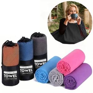 Serviette en polyester tissé à séchage rapide, imprimée sur mesure – Couleurs unies, plusieurs tailles, sac de transport, idéale pour les voyages, la gym et les hôtels, cadeau promotionnel - Product Image 1