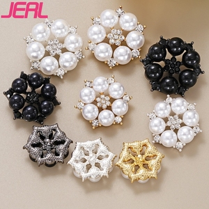 Hot Bán Hollow Hoa Ngọc Trai Kim Loại Nút Trang Trí Tùy Chỉnh Nút Quần Áo Cho Phụ Kiện May Mặc - Product Image 1