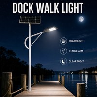 Lampe solaire à LED 100W pour quai, étanche IP66, avec bras métallique stable, LED SMD5054, pour éclairage de marina, quai, lac, bord de mer, allée, route