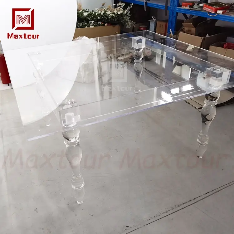 Sıcak satış kare salonu parti şeffaf akrilik Lucite düğün Centerpieces yemek masası