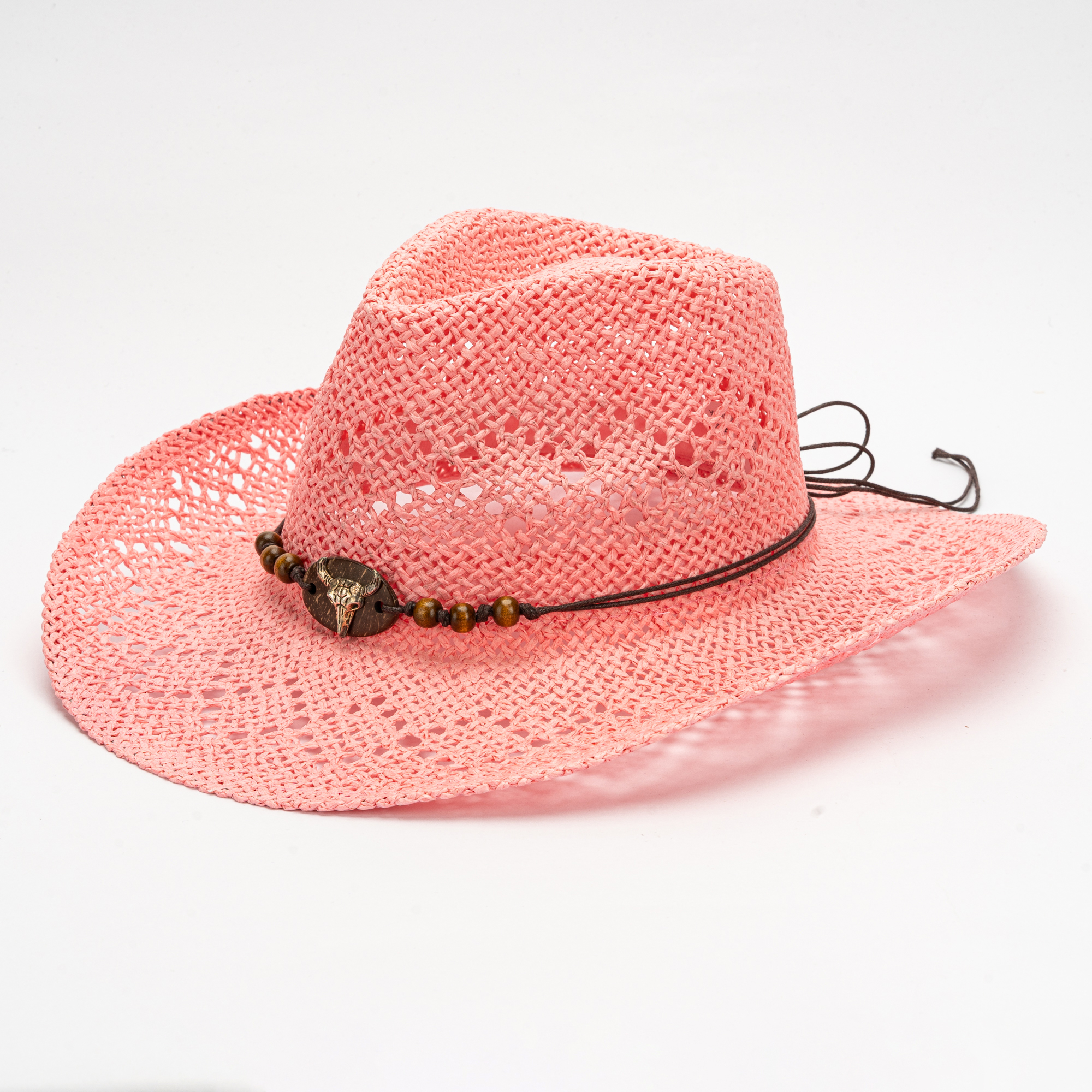 Hot pink vintage sun hat 1960 Style Bucket Hat Whisper of Pink Cellophane Weave Huge  main image 3
