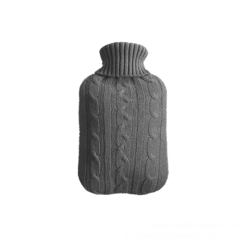 Gris foncé + Housse en tissu tricoté avec bouillotte en PVC