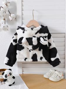 Cardigan à capuche imprimé ours laitier en peluche pour bébé garçon, avec fermeture éclair, manches longues, <span class=keywords><strong>manteau</strong></span> court pour l'<span class=keywords><strong>hiver</strong></span> - Product Image 2