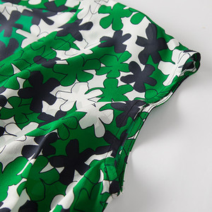 Gonna a collo a V stampata a pois blusa con chiusura in vita e Top in seta con fiocco sottile con stampa camicia da donna in seta - Product Image 2