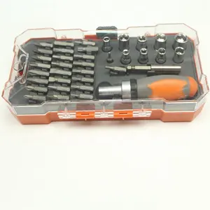 Certificate Manufacturer Carbon Steel 38 pcs Rachet Screwdriver Handle Set Bit in Plastic Tool Case