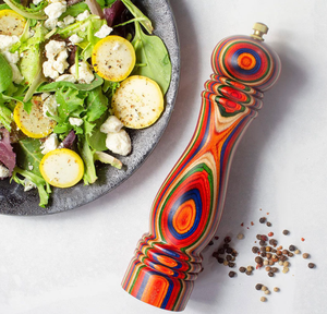 Customizable Rainbow Wood <b>Pepper</b> Mill, Colorful Layered Wooden Salt & <b>Pepper</b> <b>Grinder</b>, Kitchen Spice Tool with OEM Logo - Product Image 1