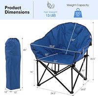Chaise de camping surdimensionnée en tissu Oxford rembourrée, pliable, avec porte-gobelet et sac de transport, pour utilisation en extérieur, pique-nique, pêche, randonnée, plage