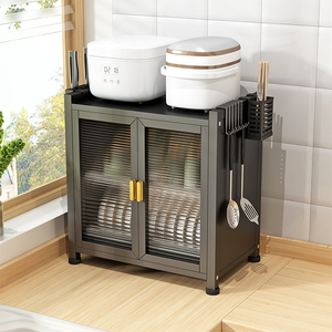 Armoire de séchage de vaisselle en métal à double porte, organisateur de rangement de cuisine anti-poussière pour assiettes, bols, tasses, organisation de la vaisselle sur le comptoir - Product Image 6