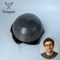 Prothèse capillaire pour hommes à ligne de cheveux naturelle, partie frontale V-Loop, base en PU ultra-fine de 0,04 mm, cheveux indiens Remy, 8x10