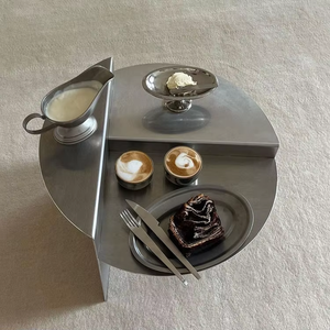 Elegante Tavolino da Caffè in Acciaio Inossidabile, Struttura Minimalista in Metallo, Personalizzabile, Nessun Montaggio Richiesto, Stile Contemporaneo - Product Image 3