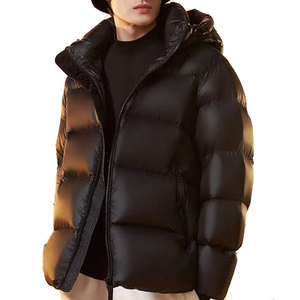 Veste matelassée à capuche en polyester 100% avec logo personnalisé pour <span class=keywords><strong>homme</strong></span>, veste d'hiver chaude pour l'extérieur, veste matelassée noire, taille plus, doudoune - Product Image 3