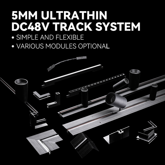 5mm Ultra-Thin DC48V Magnetic Track Lighting System Recessed Surface Mount Suspended with Full Range Spot Linear Grille Pendant
