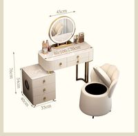 Coiffeuse en bois massif, multifonctionnelle, style nordique, pour chambre à coucher, maison intelligente, avec haut-parleur Bluetooth et éclairage, design simple et luxueux