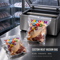 Sacs sous vide plats imprimés personnalisés, sacs d'étanchéité de qualité alimentaire pour l'emballage des steaks de saumon, des fruits de mer et des viandes de volaille
