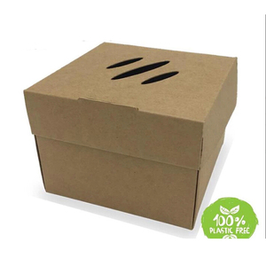 Biodegradable corrugated Large Paper Burger Box Carton Plastic Free Burger Clamshell Box