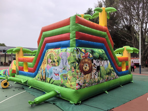 Castello gonfiabile del parco della scimmia della giungla dei bambini commerciale con la struttura gonfiabile di gioco di tema di divertimento di rimbalzo & scivolo - Product Image 3