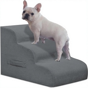 Mesa Lemon Hundetreppe 3-Stufig Keilförmig Hochdichter Schaumstoff Wasserdicht Abnehmbarer Waschbarer Bezug für Kleine Hunde Betten/Sofas/Auto - Product Image 1