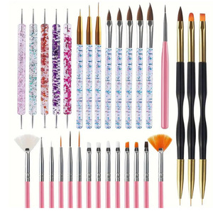 31pcs Thiết lập màu hồng móng tay nghệ thuật bàn chải Kit chấm bút + vẽ bàn chải + Dòng vẽ khắc bút + UV Gel làm móng tay bàn chải công cụ tự làm - Product Image 4