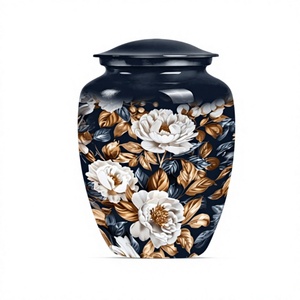 Urna para adultos de cremación con tema de flores hermosas de alta calidad para cenizas humanas, urna funeraria grande decorativa con bolsa de terciopelo gratis - Product Image 1