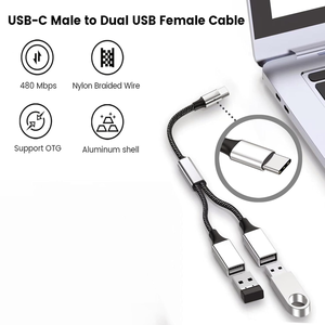 DAJIANG USB-C maschio a 2USB-A femmina Splitter adattatore cavo nucleo cavo tipo C <span class=keywords><strong>per</strong></span> fotocamera portatile auto-2.0 OTG adattatore - Product Image 5