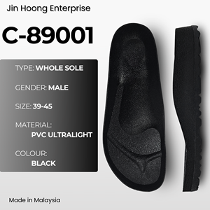Chaussons Jin Hoong pour hommes C-89001, semelle extérieure en PVC noir durable, haute élasticité, résistants à l'eau, ultra-légers, avec semelle intérieure intégrée. - Product Image 1