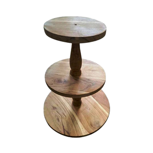Support à gâteau rond en bois moderne marron à 3 niveaux détachable professionnel et romantique fait à la main articles personnalisés nouveauté - Product Image 1