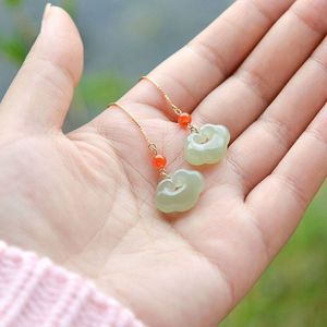 Pendientes de estilo chino antiguo con diseño de Ruyi, estilo literario y fresco, pendientes retro versátiles, pendientes colgantes al por mayor. - Product Image 2