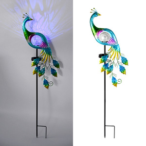 Solar Peacock Garden <b>Light</b> Iron Body <b>Led</b> Water Resistant Outdoor Decorative Lamp - Product Image 2