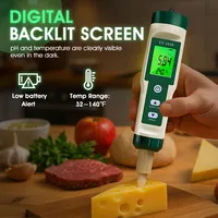 Testeur de pH numérique portable avec affichage de température rétroéclairé ATC pour sonde de pH de laboratoire pour pâte à pain au levain, pile LR44