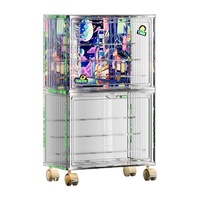 Organisateur de bureau transfrontalier sans perçage, en plastique, moderne et minimaliste, transparent, avec roulettes, multi-niveaux, pour jouets et boîtes mystères