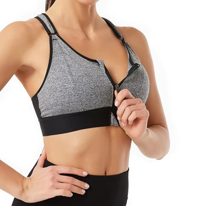 <span class=keywords><strong>Sujetador</strong></span> Deportivo Talla Grande para Mujer de Copa Completa con Cierre Frontal, Tira de Hombro Desmontable, Sin Costuras, Espalda Cruzada y Chaleco de Yoga Transpirable - Product Image 1