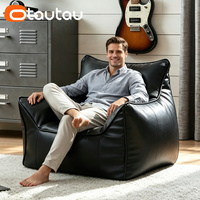 Housse de pouf en similicuir souple OTAUTAU SF152 sans rembourrage à l'intérieur