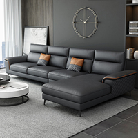 Ensemble de canapés en forme de L noirs luxueux, design italien moderne, en cuir PU, modulaire, pour salon de villa