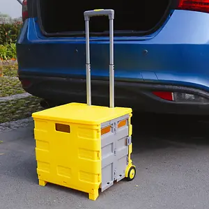 Boîte de caddie pliable sur roues avec couvercle, résistant à l'usure, silencieux, rotation à 360 ° et doublure de coffre réglable en alliage d'aluminium