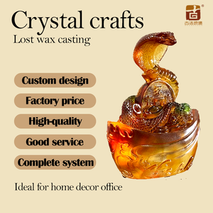 Sự giàu có con rắn điêu khắc liuli pha lê cuộn với Vàng Thỏi tiền xu phong thủy nam châm phong phú bàn trang trí - Product Image 4