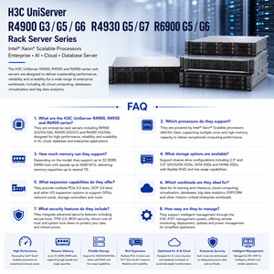 Serveur en rack H3C UniServer R4900 G3 G6 R4930 G7 R6900 Xeon pour l'entreprise, l'IA, le cloud et les bases de données – Gamme de serveurs en rack de classe entreprise - Product Image 1