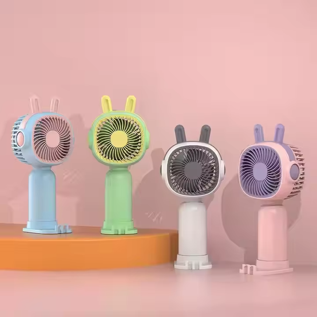 Factory Wholesale Cartoon USB Rechargeable Portable Handheld Mini Fan with Strong Airflow for Summer