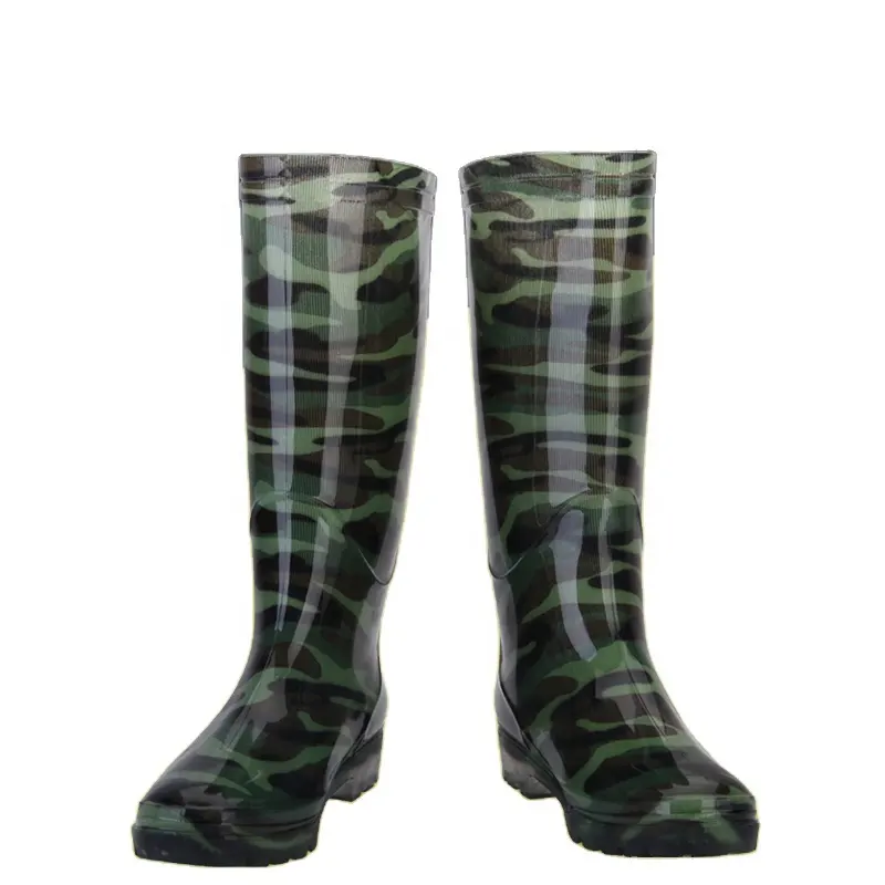 Waterproof Popular Knee High Camouflage Farm Shoes Shoes Natural Rubber PVC Fishing Plastic Men Rain Boots