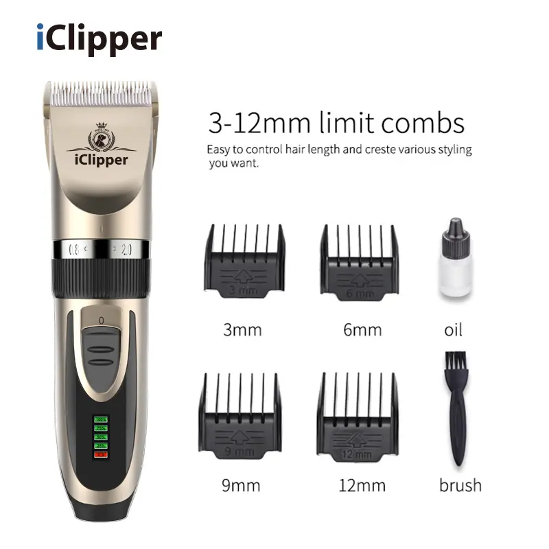 iClipper-X2 Rechargeable Low Noise Pet Hair Clippers Kit Dog Cat Professional Pet Grooming Trimmer