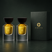 Flacon de parfum vide carré à double paroi de 30 ml, bouchon noir mat de luxe, logo personnalisé, récipient en verre pour parfum