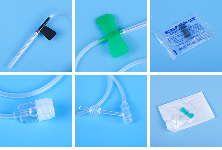 Suministros de infusión médica para uso hospitalario 20/21/22/23/24/25/26G Conjunto de aguja de mariposa estéril desechable para vena del cuero cabelludo
