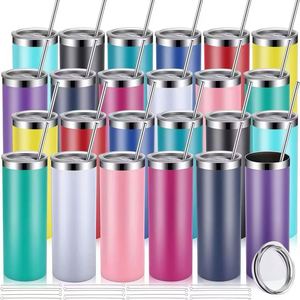 Gobelets isothermes à double paroi de 20 oz, anti-fuite, sans BPA, en acier inoxydable, avec paille et base en caoutchouc, vierges pour sublimation - Product Image 6