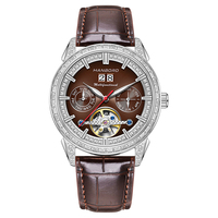 Montre multifonctionnelle King unisexe, automatique, mécanique, verre, aiguille, boîtier en acier inoxydable, 5 BAR, résistante à l'eau, tendance