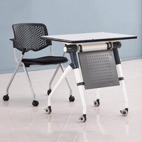 Table de conférence pliable multifonctionnelle en plastique pour étudiants, bureau mobile sur roulettes, design moderne, usage commercial