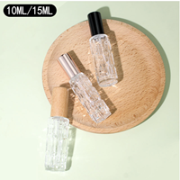 Flacons compte-gouttes cylindriques en verre pour huiles essentielles 10ml 15ml, avec bille roll-on en PP coloré mat, rechargeables, avec bouchon à vis, pour parfum et sérum de soin de la peau