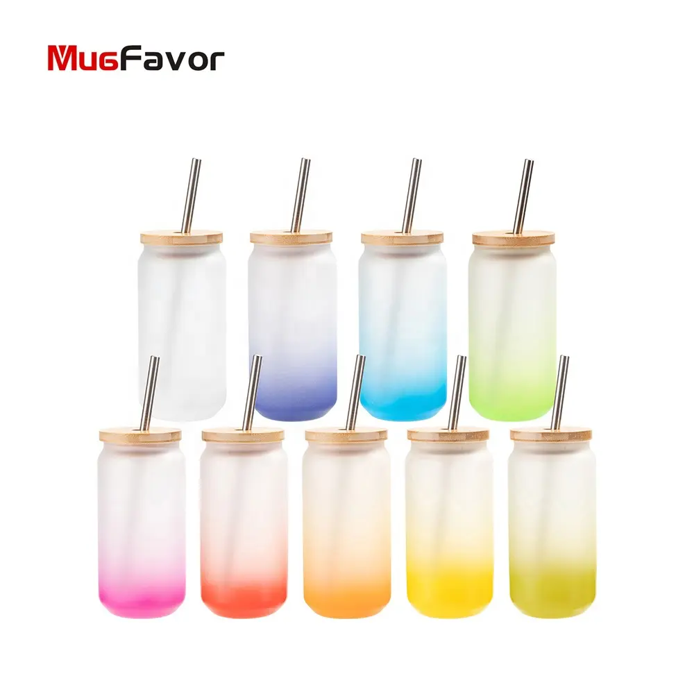 Caneca de vidro personalizada, caneca de vidro com gradiente de cor, para café, congelado, caneca